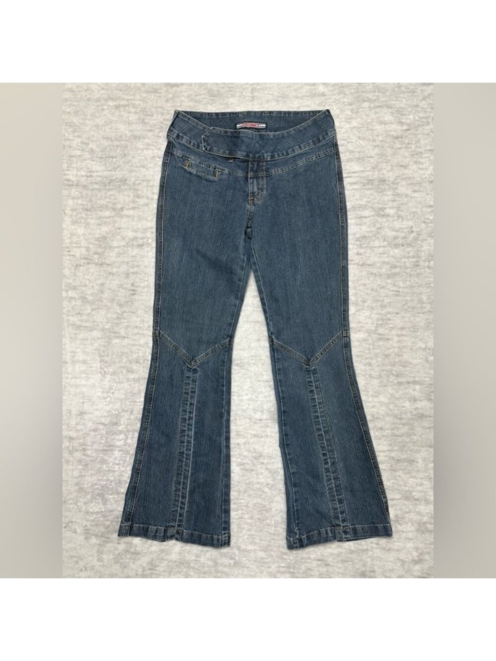 Y2K Brawd Panel Flare Jeans Mid Rise Bootcut Contrast Stitch Denim